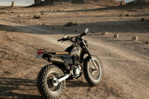 Off-road motorbike in a desert setting