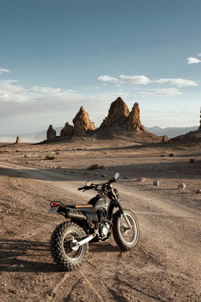 Off-road motorbike in a desert setting
